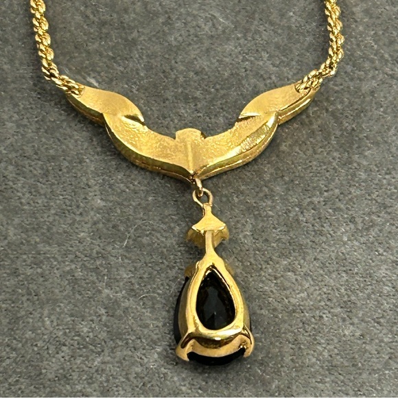 D’orlan black pear shaped gem necklace vintage - Picture 8 of 10